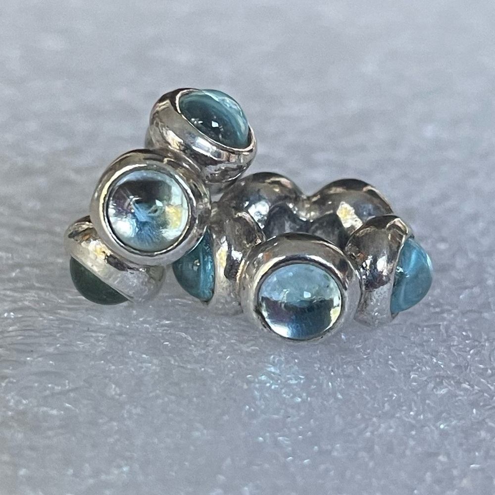 Authentic Pandora Sterling Silver 925 Blue Moonstone Cabochon Charm PAIR